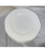 7 Haviland Limoges France White Ranson Scalloped Dinner Plates 9 3/4&quot; - £53.26 GBP