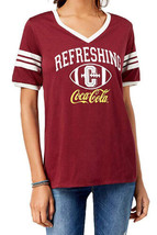 Freeze 24-7 Juniors Coca Cola Graphic Varsity T-Shirt,Burgundy,X-Small - £10.14 GBP