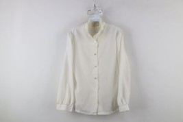 Vtg 70s Streetwear Womens Large Distressed Ruffled Flower Lace Back Button Shirt - £26.73 GBP