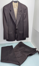 Vintage Sansabelt 2 Piece Suit Mens 46R Blazer 38X28 Pants Brown Stripe ... - $49.47