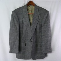 90s Evan Picone 46R Gray Herringbone Tweed Mens Blazer Suit Jacket Sport Coat - £39.14 GBP
