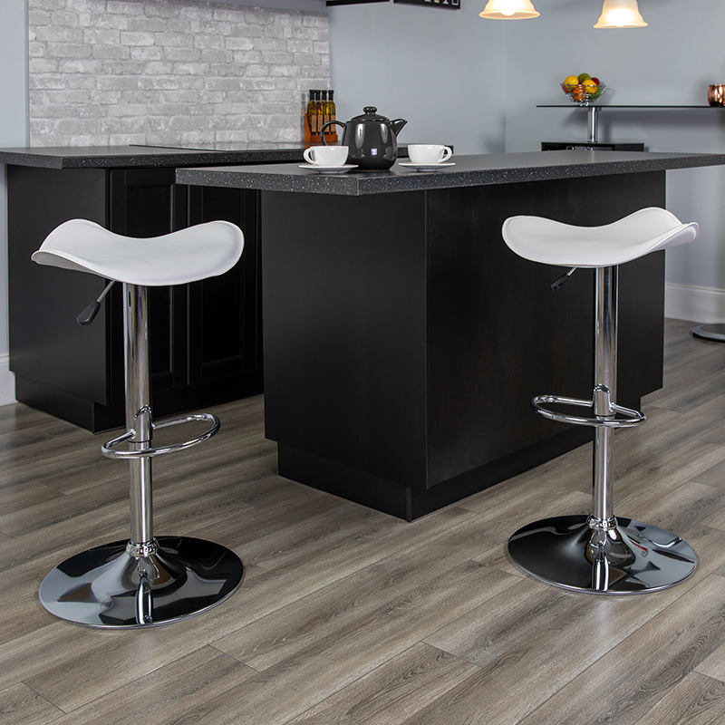 White Vinyl Barstool CH-TC3-1002-WH-GG