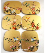 Elite Made England Cocktail Coasters/Mats Asian Design Birds Blooms Vtg ... - $32.06 CAD