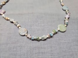 Vintage Stone Style Necklace, Pastel Multicolor, Clasp, 30&#39;&#39; - £7.49 GBP