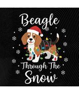 Beagle Small Size Dog Through Snow Christmas winter dog art holiday png ... - $3.95