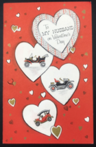Vintage Embossed Hallmark To My Husband on Valentine&#39;s Day Greeting Card Cars - £7.58 GBP