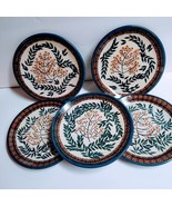 Set of 5 Unikat Signed Hand Made Polish Pottery Blue Floral Plates 7 1/4... - $210.90 CAD