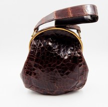 Deitsch Alligator Dome Purse Handbag Hinge Clasp Coin Purse Mirror Leather - $179.99