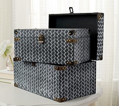 Set of 2 Nested Woven Design Storage Boxes by Valerie in Black - £48.68 GBP