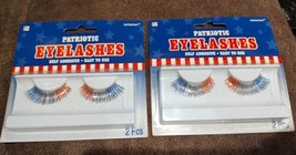 2 Pkgs Of Patriotic Tinsel Eyelashes - False Fake Lashes - Self Adhesive - £4.75 GBP