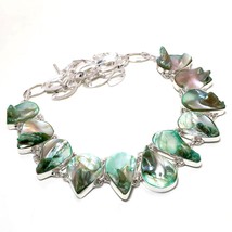 Green Abalone Shell Gemstone Ethnic Christmas Gift Necklace Jewelry 18&quot; SA 2218 - £16.47 GBP