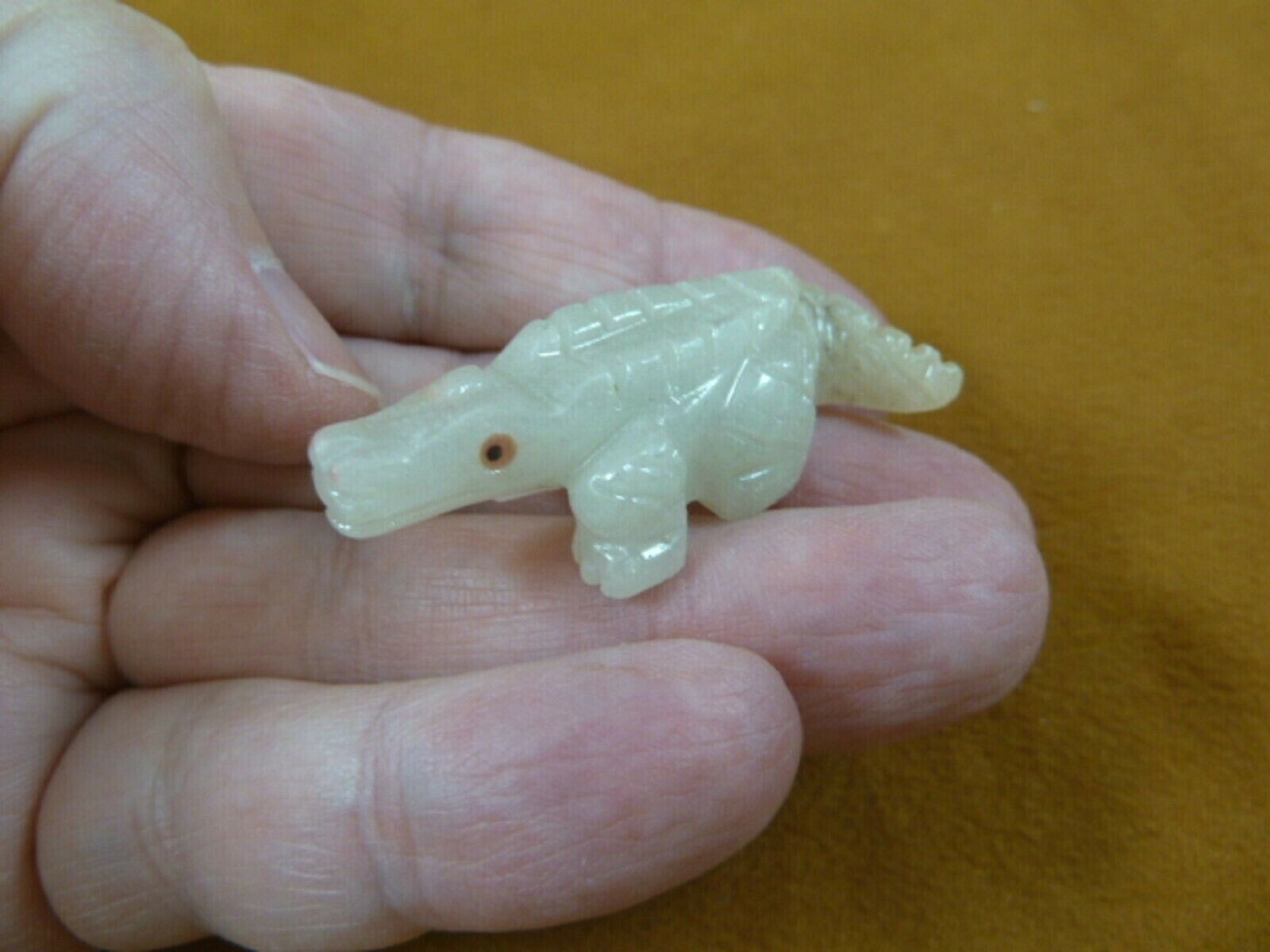 (y-all-200) white Alligator Gator carving Alabaster stone gemstone PERU ... - $10.62