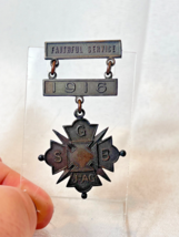 Antique Nationial Guard  Fatihful Service 1916 Pin  Maltese Cross Rob Stoll NY - £71.18 GBP