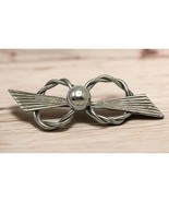 Art Deco Brooch Vintage Silver Tone Pin Geometric Bow Twisted Rings - £19.71 GBP