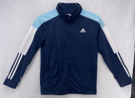 Adidas Kids Jacket Size Large 14/16 Blue Zip Front Sportswear Color Bloc... - $19.79