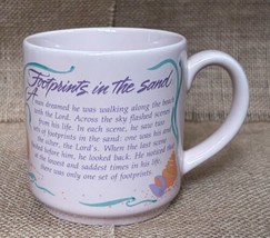 Vintage Footprints In The Sand Light Peach Mug Cup Poem Religious Christian - £7.89 GBP