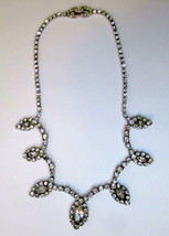 Vintage Kramer of New York Rhinestone &amp; Silver Tone Necklace MISSING ONE STONE - £21.67 GBP