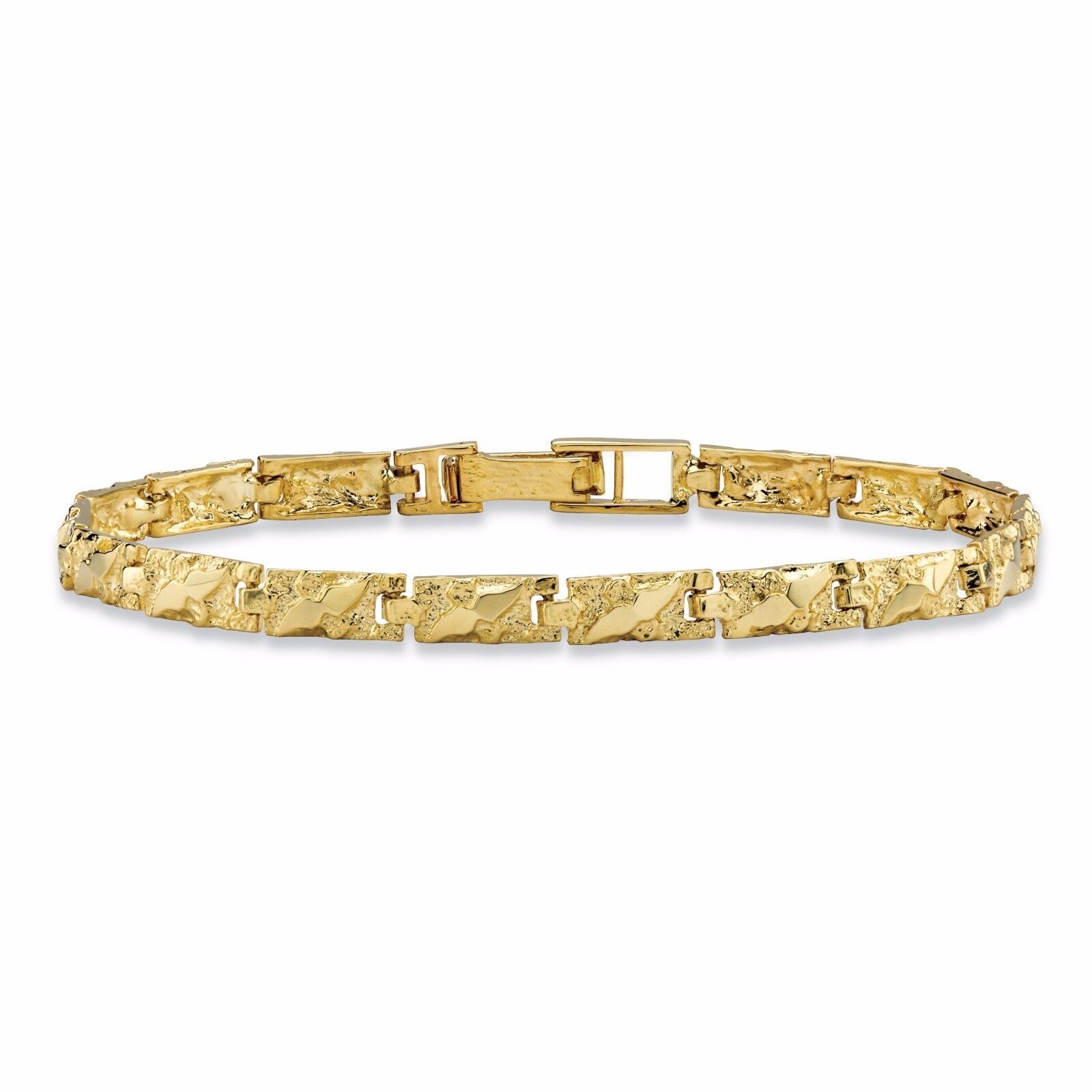 Primary image for WOMENS DIAMOND CUT TEXTURED NUGGET 10K GOLD 7" BRACELET