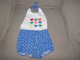 VTG CHOCOLATE SOUP BABY TODDLER GIRL BUBBLE HALTER ROMPER OUTFIT HEARTS ... - £21.27 GBP