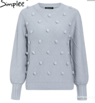 Simplee Plus Women&#39;s Sweater Knit pullover Gray Large - £20.72 GBP