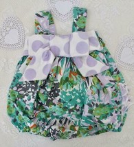 Giggle Moon Bubble Romper 12M Bow Rhumba Ruffle Green Purple Floral Polka Dot - £12.58 GBP