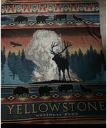 Fleece Throw Blanket Yellowstone National Park YNP  50x60 Elk Bear Buffa... - $34.99