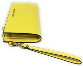 NWB Michael Kors Double Zip Wristlet Sunshine Leather Yellow $228 Dust Bag FS - £63.28 GBP