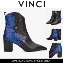 The Saturn Sax Blue Snake Leather Block Heel Women Boot image 10