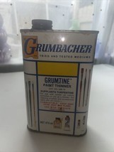 Vintage Grumbacher Grumtine Empty Paint Thinner, Tin Can Great Graphics 473 ML - £12.70 GBP