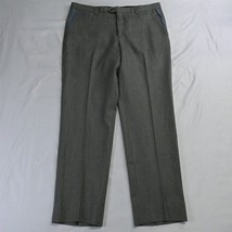 Sartore 38 x 32 Green Flannel Zignone Wool Straight Flat Front Mens Dress Pants - £31.62 GBP