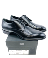 Hugo Boss Cannes Cross-Grain Leather Derby Dress Shoes- Black, UK 10 / U... - £198.52 GBP