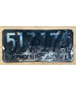 Vintage 1946 Virginia License Plate - 517-174 - Black  - $93.50