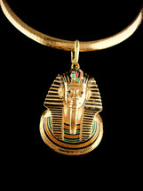Vintage KING TUT necklace - Large Eisenberg pendant - egyptian collar - enamel P - £217.51 GBP