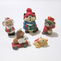 Vintage Hallmark Miniature Ornament Lot Lion Lamb Mouse Bear Raccoon 5 Minis - £22.16 GBP