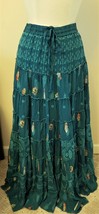 Johnny Was Embroidered Maxi A-line Tiered Skirt  Sz- S Tropical Green - £125.51 GBP