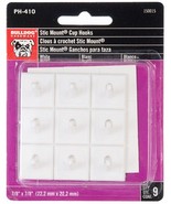 cuP HANGER HOOKS White 7/8&quot; Square Self Stick Adhesive Wall Mount BULLDO... - $16.63