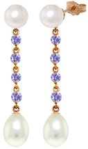 Galaxy Gold GG 14k Rose Gold Chandelier Earrings with Tanzanites and Pearls - £594.58 GBP