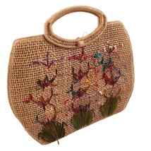 Handmade Pink Straw Cabana Small Summer Vacation Handbag Purse Fashion Tote - £19.78 GBP