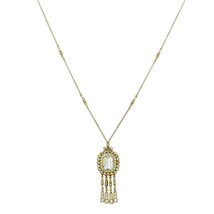 LO2626 - Gold Brass Necklace with Top Grade Crystal  in Clear - $602.92 MXN
