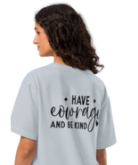 Unisex Oversized T-Shirt - Kind Back Print Light Washed Denim - $84.53 CAD