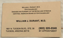 Vintage William Durant MD Opthal Business Card Ephemera Tucson Arizona BC10 - £3.10 GBP