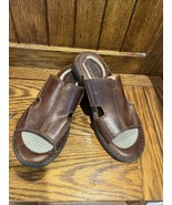 Born Men&#39;s 11 Slide Sandals Brown Leather Cushioned Insole Open Toe H53216 - $674.11 MXN