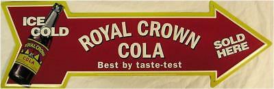 Royal Crown Cola Soda Arrow Embossed Metal Sign Alcohol Beers - £27.45 GBP