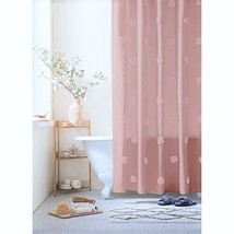 Stall shower curtain pink blush pom poms 54&quot;W x 80&quot; L bathroom home decor girls - £32.75 GBP