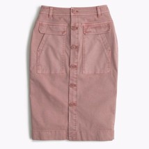NWT J.Crew Vintage Quartz Pink Button Front Garment Dyed Stretch Twill Skirt 2 - £24.91 GBP
