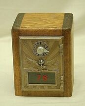Post Office Letterbox Coin Bank Oak Wood Working Combination - $98.99