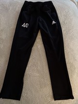 Adidas Boys Black White Athletic Skinny Leg Zip Track Pants Pockets 10-12 - £11.49 GBP