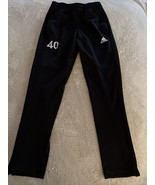 Adidas Boys Black White Athletic Skinny Leg Zip Track Pants Pockets 10-12 - $20.14 CAD