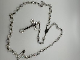 Vintage Iridescent Crystal Rosary Made In Rome - $14.06