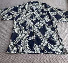 TOMMY BAHAMA L Palm Fronds Hawaiian Men&#39;s Camp Silk Shirt Beach / Vacation - £22.09 GBP